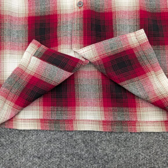 CALTOP Shirt Men's 3XL Red Plaid Flannel Open Pocket‎ Long Sleeve Ombre USA - Picture 11 of 14